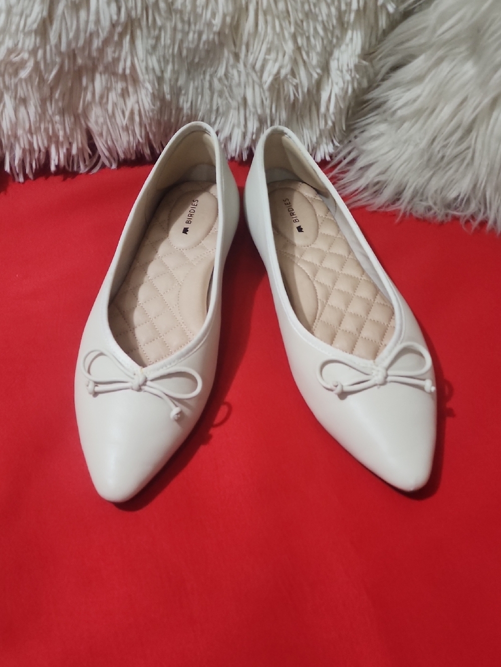 Birdies Golfinch Cream Pointed Toe Ballet Flats